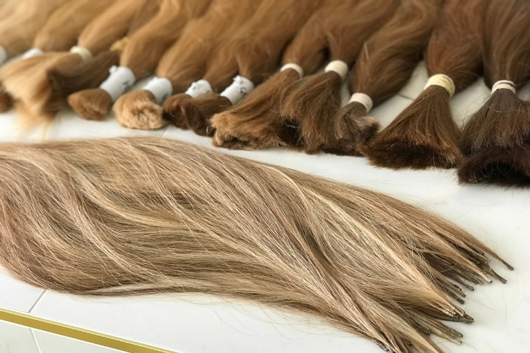 Finest Russian hair bundles ready for hand-knotting